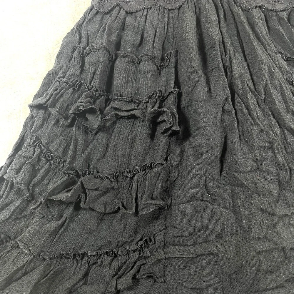 Free People Fp One Adella Babydoll Slip V Neck Black Lace Ruffle Dress Small - Picture 5 of 12